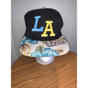 LA Headlines Hat Cap Flowered Bill SnapBack Los Angeles Black